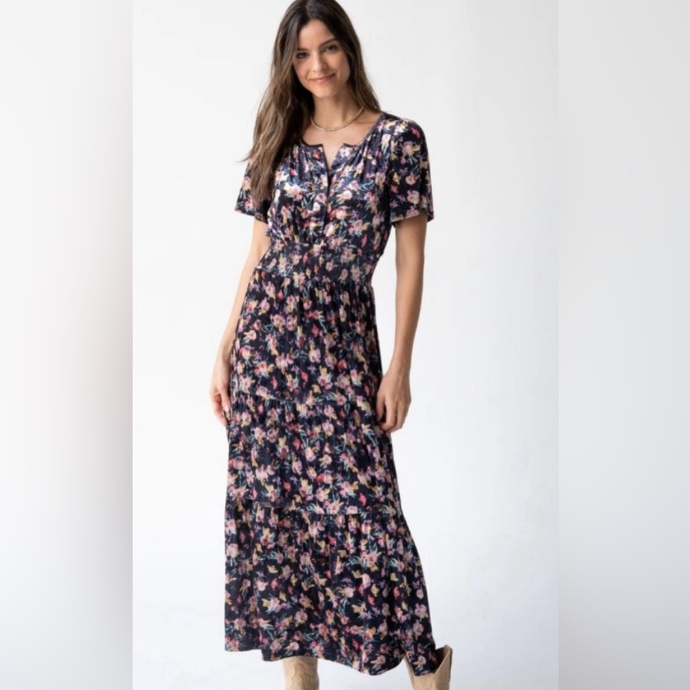 Natural Life Velvet Floral Maxi Dress S